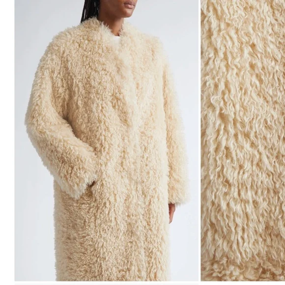 Stand Studio sz 36 4  ivory Carolina Coat faux fur curl nwt - Picture 4 of 11